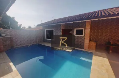 Casa com piscina  com 3 dormitórios à venda por r$ 570.000 - balneário três marias - peruíbe/sp