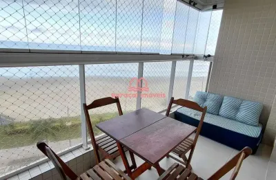 Apartamento no bairro caiçara para alugar frente mar, 1 suíte, lazer, mobiliado.