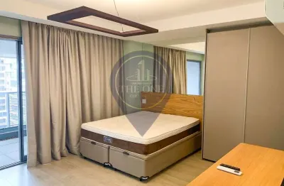 Studio de alto padrão para locação no brooklin paulista, são paulo-sp: 1 quarto, 2 salas, 1 banheiro, 1 vaga de garagem, 64,25m².