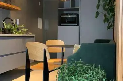 Apartamento novo e mobiliado de 44m² à venda, pinheiros, são paulo, sp. com 1 dormitório, sala, varanda, 1 vaga.