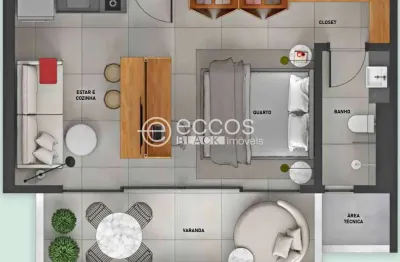Apartamento à venda, 1 quarto, 1 vaga, gávea - uberlândia/mg