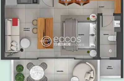 Apartamento à venda, 1 quarto, 1 vaga, gávea - uberlândia/mg