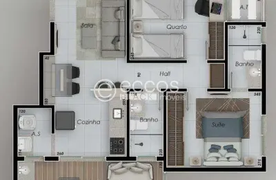 Apartamento à venda, 2 quartos, 1 suíte, 1 vaga, brasil - uberlândia/mg