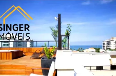 Belíssima cobertura triplex > barra da tijuca/rj > 334m² de requinte e lazer, vista mar, 4 quartos (3 suítes c/ closets), ampla sala, área gourmet