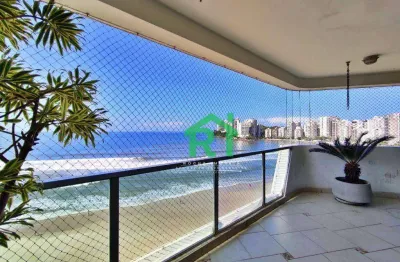 Apartamento frente mar, 3 dormitórios (2 suítes), 2 vagas, área de lazer, jardim astúrias, guarujá/sp