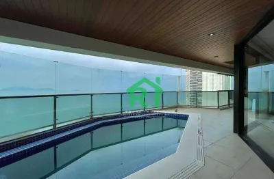 Apartamento frente mar, 4 suítes, 3 vagas, área de lazer, jardim astúrias, guarujá/sp
