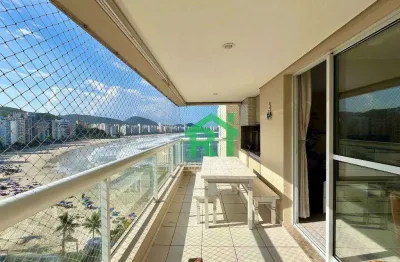 Apartamento frente mar com 3 dormitórios (1 suíte), 2 vagas, lazer, jardim astúrias, guarujá/sp