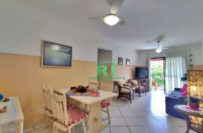 Apartamento com sacada, 2 dormitórios (1 suíte), 1 vaga, tombo, guarujá/sp