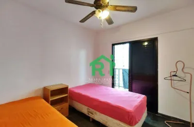 Apartamento com sacada, 3 dormitórios (2 suítes), 1 vaga, área de lazer, jardim astúrias, guarujá/sp