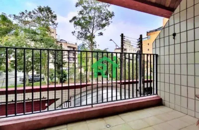Apartamento com sacada, 2 dormitórios (1 suíte), 1 vaga, tombo, guarujá/sp