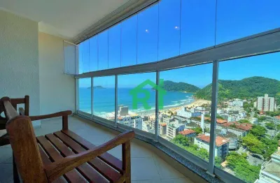 Apartamento à beira mar com varanda gourmet, 3 dormitórios (1 suíte), 2 vagas, tombo, guarujá/sp