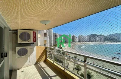 Apartamento frente mar, 4 dormitórios (2 suítes), 1 vaga, área de lazer, jardim astúrias, guarujá/sp
