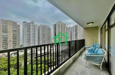 Apartamento na praia, vista parcial ao mar, 4 dormitórios 3 suíte, 2 vagas, pitangueiras, guarujá.