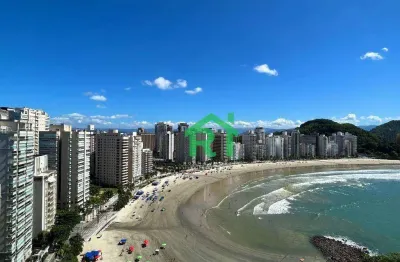 Apartamento frente mar, 2 suítes, 2 vagas, área de lazer, jardim astúrias, guarujá/sp