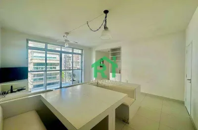 Apartamento beira mar, vista mar, 3 dormitórios, 1 vaga, pitangueiras, guarujá/sp.