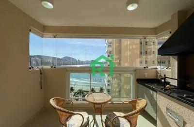 Apartamento com vista para o mar, moderno, varanda gourmet, 2 dormitórios (1 suíte), 2 vagas de garagem, astúrias, guarujá/sp