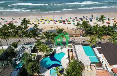 Apartamento pé na areia com 3 suítes, 2 vagas, área de lazer, tombo - guarujá/sp