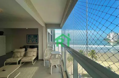 Apartamento frente mar, 3 dormitórios  (1 suíte), 2 vagas - jardim astúrias - guarujá/sp