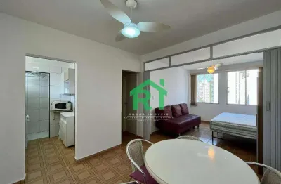 Apartamento beira mar, 1 dormitório, 1 vaga, pitangueiras, guarujá/sp