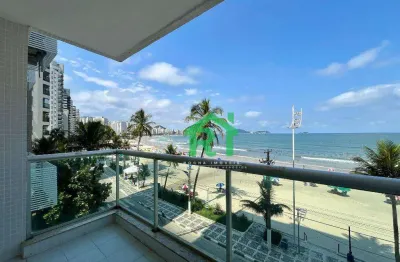 Apartamento frente mar, 3 dormitórios (1 suíte), 2 vagas, jardim astúrias, guarujá/sp