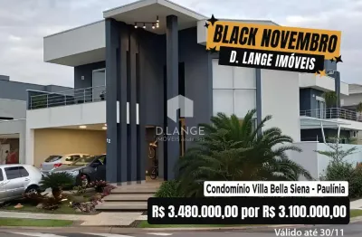 Casa à venda no condominio villa bella siena no bairro jardim américa em paulínia