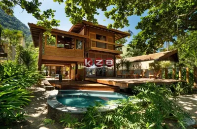 Magnífica casa  frente para o mar, à venda em são sebastião-sp, na praia toque-toque grande: 5 quartos, 3 suítes, 3 salas, 4 vagas de garagem e 350m².