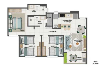 Apartamento com 3 dormitórios à venda, 70 m² por R$ 424.000,00 - Nova Parnamirim - Parnamirim/RN