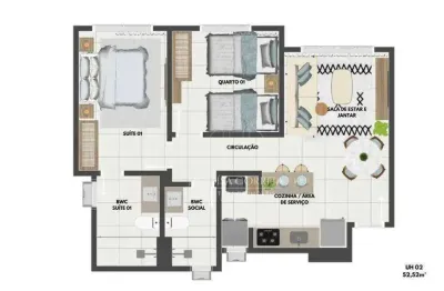 Apartamento com 2 dormitórios à venda, 52 m² por R$ 352.000,00 - Nova Parnamirim - Parnamirim/RN