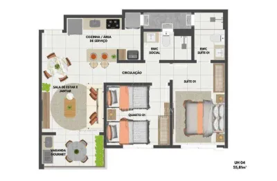 Apartamento com 2 dormitórios à venda, 56 m² por R$ 353.000,00 - Nova Parnamirim - Parnamirim/RN