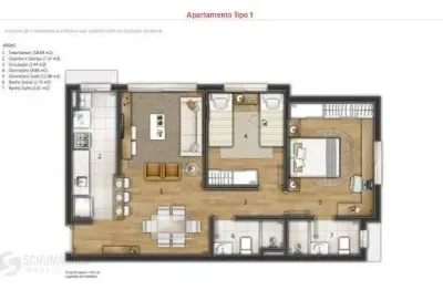 Apartamento para venda - 64.36m², 2 dormitórios, sendo 1 suites, santana
