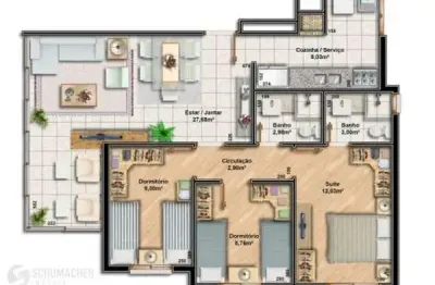 Apartamento para venda - 79.19m², 3 dormitórios, sendo 1 suites, vila ipiranga