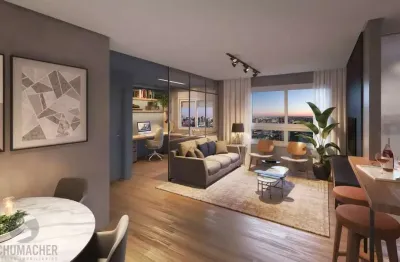 Apartamento de 02 dormitórios. 59m² privativos, churrasqueira e vaga, com suíte próximo puc