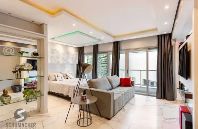 1 dormitório mobiliado no trend nova carlos, com sacada, churrasqueira