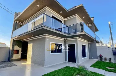 Sobrado novo com suíte e jardim no bairro iguaçu – fazenda rio grande!