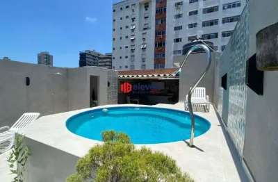 Casa sobrado geminada - à venda - boqueirão - santos - 200 m² - 3 suítes, 2 vagas de garagem - lazer piscina - área de churrasqueira.