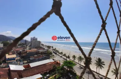 Cobertura duplex, frente o mar, 2 dormitórios, em mongaguá -sp.