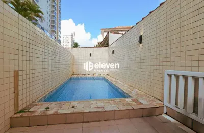 Casa sobreposta alta para locação com 3 suítes e lazer privativo – 240m² | campo grande – santos/sp