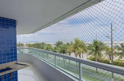 Apartamento frente mar com 3 dormitórios e 2 vagas à venda, 116 m² por r$ 700.000 - mirim - praia grande/sp