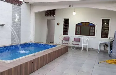 Casa com 3 dormitórios, churrasqueira e piscina à venda, 108 m² por r$ 510.000 - caiçara - praia grande/sp