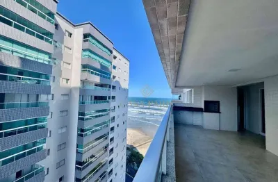 Apartamento vista mar com 3 dormitórios à venda, 117 m² por r$ 880.000 - caiçara - praia grande/sp
