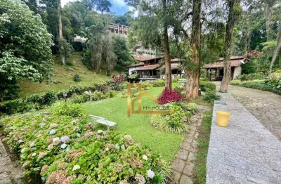 Casa com 4 dormitórios e terreno de 3165m² com piscina natural e casa de hospedes à venda, 300m² parque do ingá - teresópolis/rj