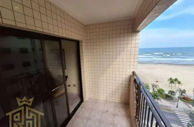 Apartamento espaçoso em prédio frente mar - 02 dormitórios (01 suíte) - sacada vista mar - lazer - 1 vaga - aviação - praia grande