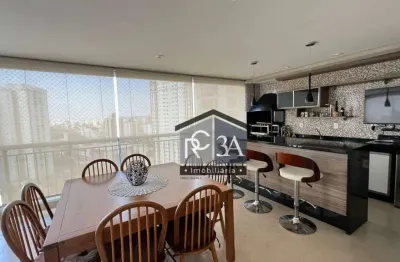 Apartamento para locação no tatuapé com 192 m², 3 suítes, sacada gourmet, 6 vagas, lazer completo.