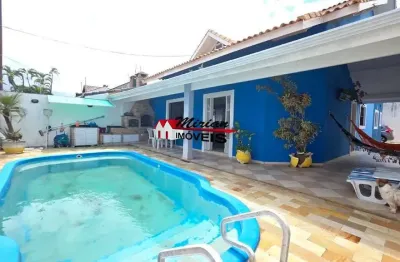 Casa à venda em peruíbe-sp: 4 quartos, 2 suítes, 2 salas, 4 banheiros, 2 vagas, piscina  174m² no parque balneário oasis. imperdível!