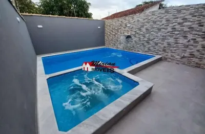 Imperdível!!! casa (nova) 2 dts  (1 suíte), churrasqueira, piscina, 3 vagas