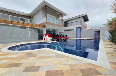 Impecável casa de luxo em condomínio à venda em peruíbe-sp, 5 quartos, 5 suítes, 2 salas, 7 banheiros, 4 vagas, 350 m².