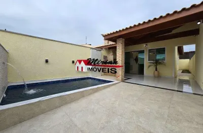Casa nova a venda em peruibe com piscina 3 quartos sendo 1 suite  proximo ao centro de peruibe