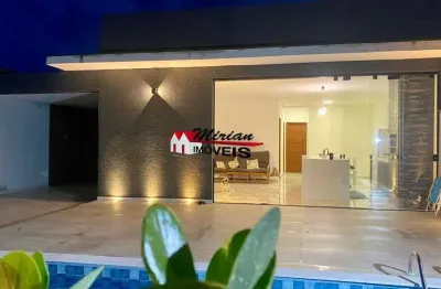 Casa térrea, 3 dts (sendo 2 suítes), ampla sala, churrasqueira, piscina - 200mts da praia