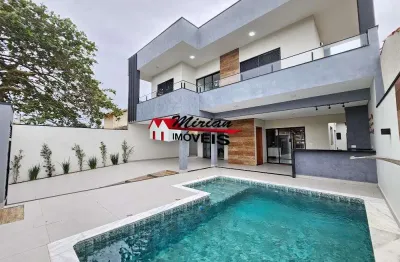 Sobrado alto padrão com 4 suites, todos com closet piscina a venda em peruibe, apenas 50 metros da praia