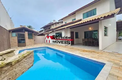 Casa a venda em peruíbe, casa em condomínio fechado em peruibe - com piscina e varanda goumert